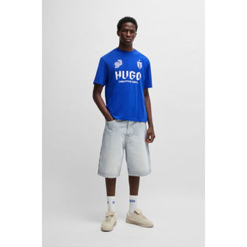 cotton jersey t shirt with football inspired prints