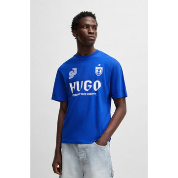 cotton jersey t shirt with football inspired prints