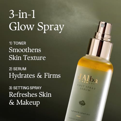 dalba Piedmont Italian White Truffle First Spray Serum  Vegan Skin Care  Light weight Face Moisturizer  Glow Serum for Radiant Skin  Non Comedogenic  All In One Mist  Korean Skin Care  3 38 fl oz  