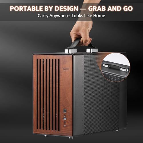 darkFlash WD200 2025  Portable Micro ATX PC Case with Handle  1 ARGB PWM Fans  with Walnut Wood  Type C  Support 240 AIO  H165mm Cooler  Simple Compact Desktop  Black