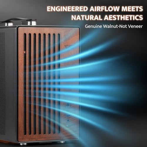 darkFlash WD200 2025  Portable Micro ATX PC Case with Handle  1 ARGB PWM Fans  with Walnut Wood  Type C  Support 240 AIO  H165mm Cooler  Simple Compact Desktop  Black