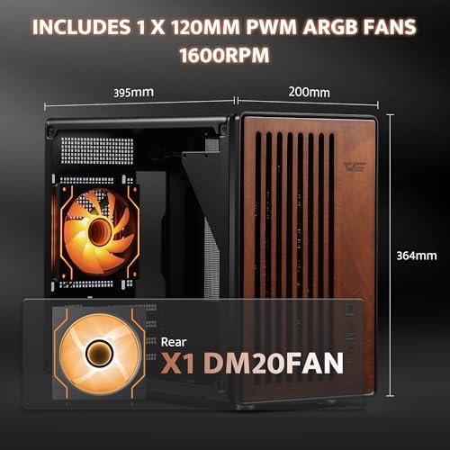 darkFlash WD200 2025  Portable Micro ATX PC Case with Handle  1 ARGB PWM Fans  with Walnut Wood  Type C  Support 240 AIO  H165mm Cooler  Simple Compact Desktop  Black