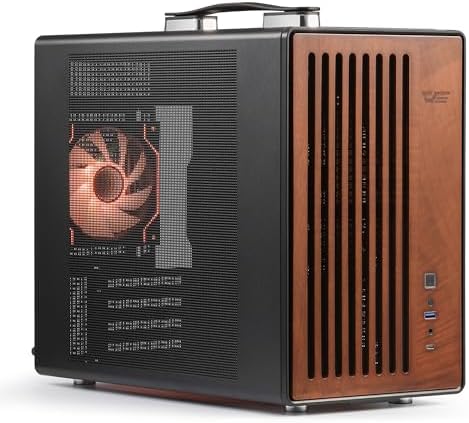 darkFlash WD200 2025  Portable Micro ATX PC Case with Handle  1 ARGB PWM Fans  with Walnut Wood  Type C  Support 240 AIO  H165mm Cooler  Simple Compact Desktop  Black