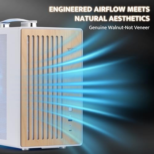 darkFlash WD200 2025  Portable Micro ATX PC Case with Handle  1 ARGB PWM Fans  with Walnut Wood  Type C  Support 240 AIO  H165mm Cooler  Simple Compact Desktop  Black