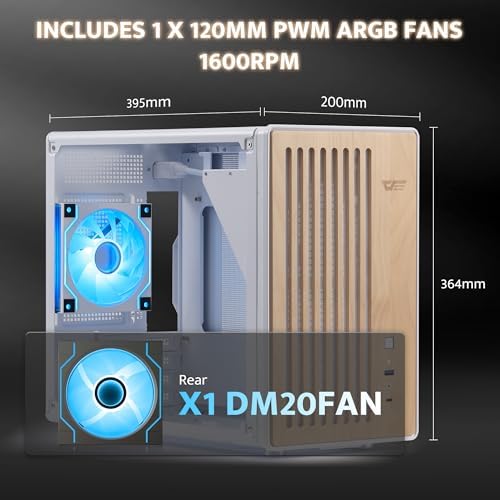 darkFlash WD200 2025  Portable Micro ATX PC Case with Handle  1 ARGB PWM Fans  with Walnut Wood  Type C  Support 240 AIO  H165mm Cooler  Simple Compact Desktop  Black