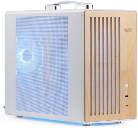 darkFlash WD200 2025  Portable Micro ATX PC Case with Handle  1 ARGB PWM Fans  with Walnut Wood  Type C  Support 240 AIO  H165mm Cooler  Simple Compact Desktop  Black