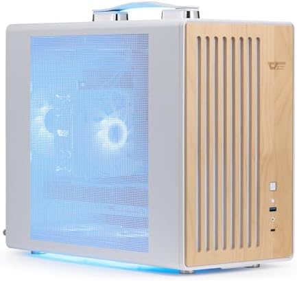 darkFlash WD200 2025  Portable Micro ATX PC Case with Handle  1 ARGB PWM Fans  with Walnut Wood  Type C  Support 240 AIO  H165mm Cooler  Simple Compact Desktop  Black