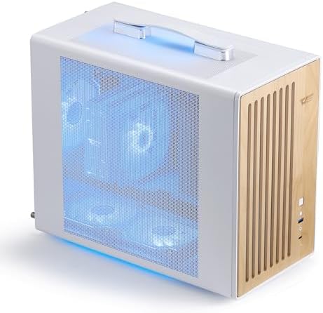 darkFlash WD200 2025  Portable Micro ATX PC Case with Handle  1 ARGB PWM Fans  with Walnut Wood  Type C  Support 240 AIO  H165mm Cooler  Simple Compact Desktop  Black