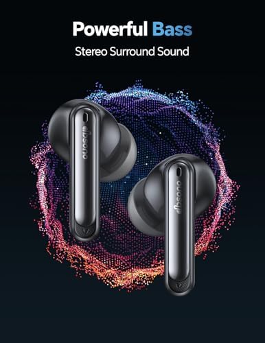 dbsono Wireless Bluetooth Earbuds  13mm Drivers Hi Fi Deep Bass  30H Playtime  Touchscreen Control  Mic for Calls  IPX5 Water Resistant  Comfortable Fit  Birthday Gifts for Adults/Teens/Men  Black