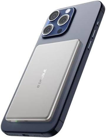 decqle  Air  Power Bank for MagSafe 5000mAh  Ultra Slim Magnetic Wireless Portable Battery Charger Case with USB C Cable  Compatible with iPhone 17/16/15/14/13/12 Series Only  Sliver 