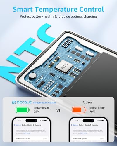 decqle  Air  Power Bank for MagSafe 5000mAh  Ultra Slim Magnetic Wireless Portable Battery Charger Case with USB C Cable  Compatible with iPhone 17/16/15/14/13/12 Series Only  Sliver 