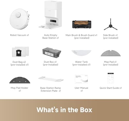 dreame D20 Plus Robot Vacuum and Mop  13 000Pa Suction  Self Emptying with 5L Dust Bag  DuoBrush for Pet Hair  LDS Mapping  App & Voice Control  Ideal for Hard Floors & Carpets  Black 