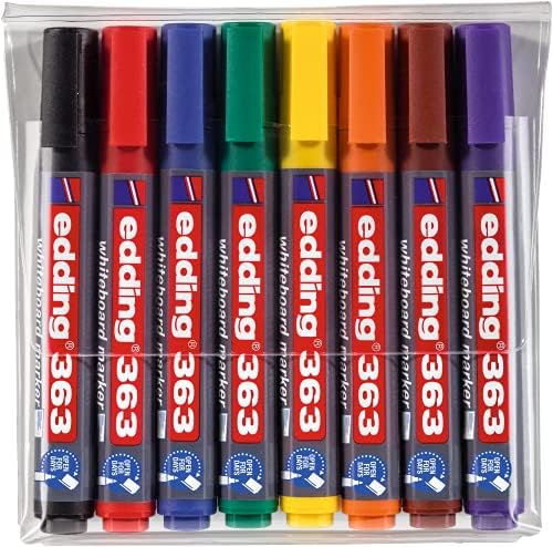 edding 363 whiteboardmarker set   diverse kleuren   8 whiteboardstiften   beitelpunt 1   5 mm   boardmarker uitwisbaar   voor whiteboard  flipchart  prikbord  memobord   sketchnotes   navulbaar
