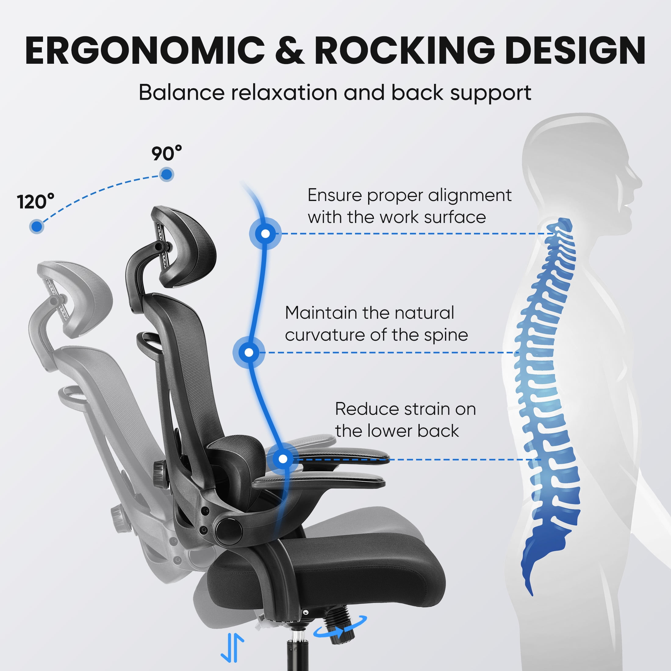 edx Ergonomic Office Chair  Mesh Computer Desk Chair with Lumbar Support  275lb  Black