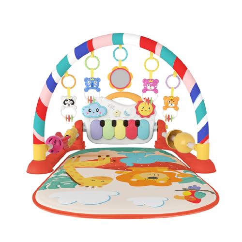 eners Baby Gyms Play Mats Musical Activity Center Baby Piano Gym Mat Tummy Time Padded Mat for Newborn Toddler Infants Red