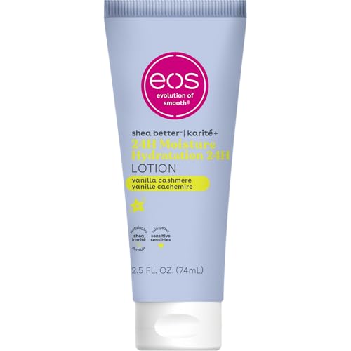 eos 24H Moisture Travel Body Lotion  Vanilla Cashmere  Travel Size Essential  Toiletries  Mini Body Lotion For Dry Skin  2 5 fl oz