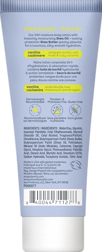 eos 24H Moisture Travel Body Lotion  Vanilla Cashmere  Travel Size Essential  Toiletries  Mini Body Lotion For Dry Skin  2 5 fl oz