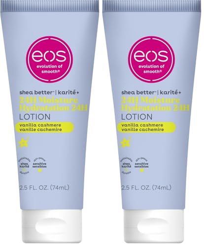 eos 24H Moisture Travel Body Lotion  Vanilla Cashmere  Travel Size Essential  Toiletries  Mini Body Lotion For Dry Skin  2 5 fl oz