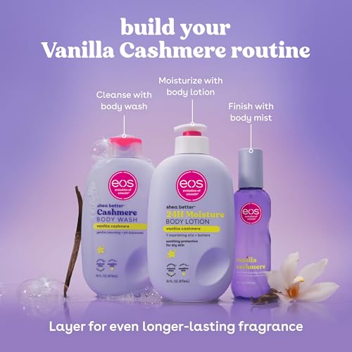 eos 24H Moisture Travel Body Lotion  Vanilla Cashmere  Travel Size Essential  Toiletries  Mini Body Lotion For Dry Skin  2 5 fl oz
