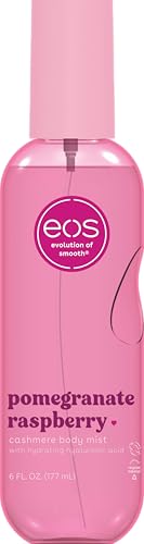 eos Cashmere Body Mist  Pomegranate Raspberry  Body Spray for Women  Hair Mist  Fruity  Moisturizing  Hyaluronic Acid  Glycerin  Vegan  Cruelty free  6 fl oz