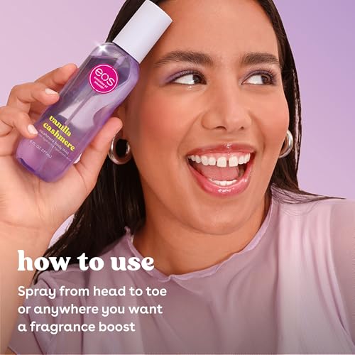 eos Cashmere Body Mist  Vanilla Cashmere  Soft Musk  Cozy Caramel  Hair Mist  Body Spray for Women Moisturizing  Hyaluronic Acid  Vanilla Body Spray  Vegan  Cruelty free  6 fl oz