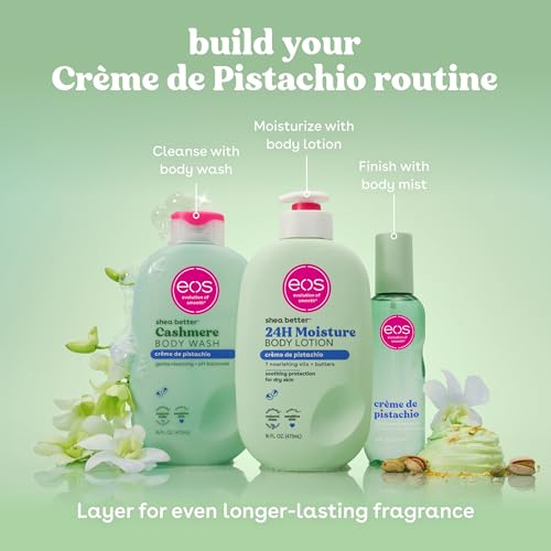 eos Cashmere Body Mist  Cr me de Pistachio  Body Spray for Women  Pistachio Perfume  Hair Mist  Moisturizing  Hyaluronic Acid  Glycerin  Vegan  Cruelty free  6 fl oz