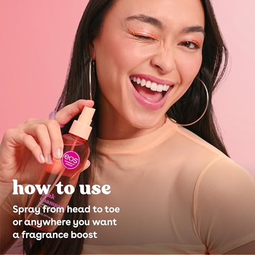 eos Cashmere Body Mist  Pink Champagne  Body Spray for Women  Hair Mist  Moisturizing  Hyaluronic Acid  Glycerin  Vegan  Cruelty free  6 fl oz
