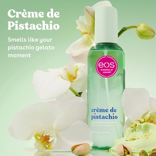 eos Cashmere Body Mist  Cr me de Pistachio  Body Spray for Women  Hair Mist  Moisturizing Formula with Hyaluronic Acid and Glycerin  Vegan  Cruelty Free  6 fl oz
