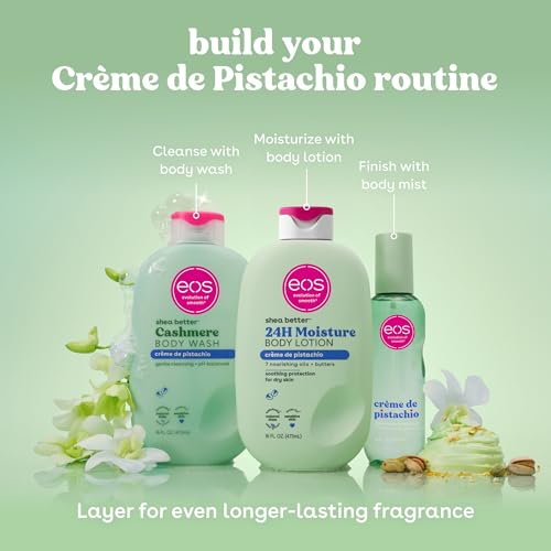 eos Cashmere Body Mist  Cr me de Pistachio  Body Spray for Women  Hair Mist  Moisturizing Formula with Hyaluronic Acid and Glycerin  Vegan  Cruelty Free  6 fl oz