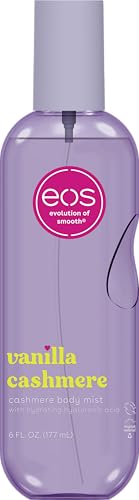 eos Cashmere Body Mist  Vanilla Musk & Cozy Caramel  Hair Mist and Body Spray for Women  Moisturizing Formula with Hyaluronic Acid  Vegan  Cruelty Free  6 fl oz