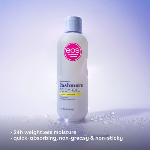 eos Cashmere Oil  Vanilla  24 Hour Moisture  Plant Based Squalane to Soothe  Soften and Smooth Dry Skin  6 fl oz