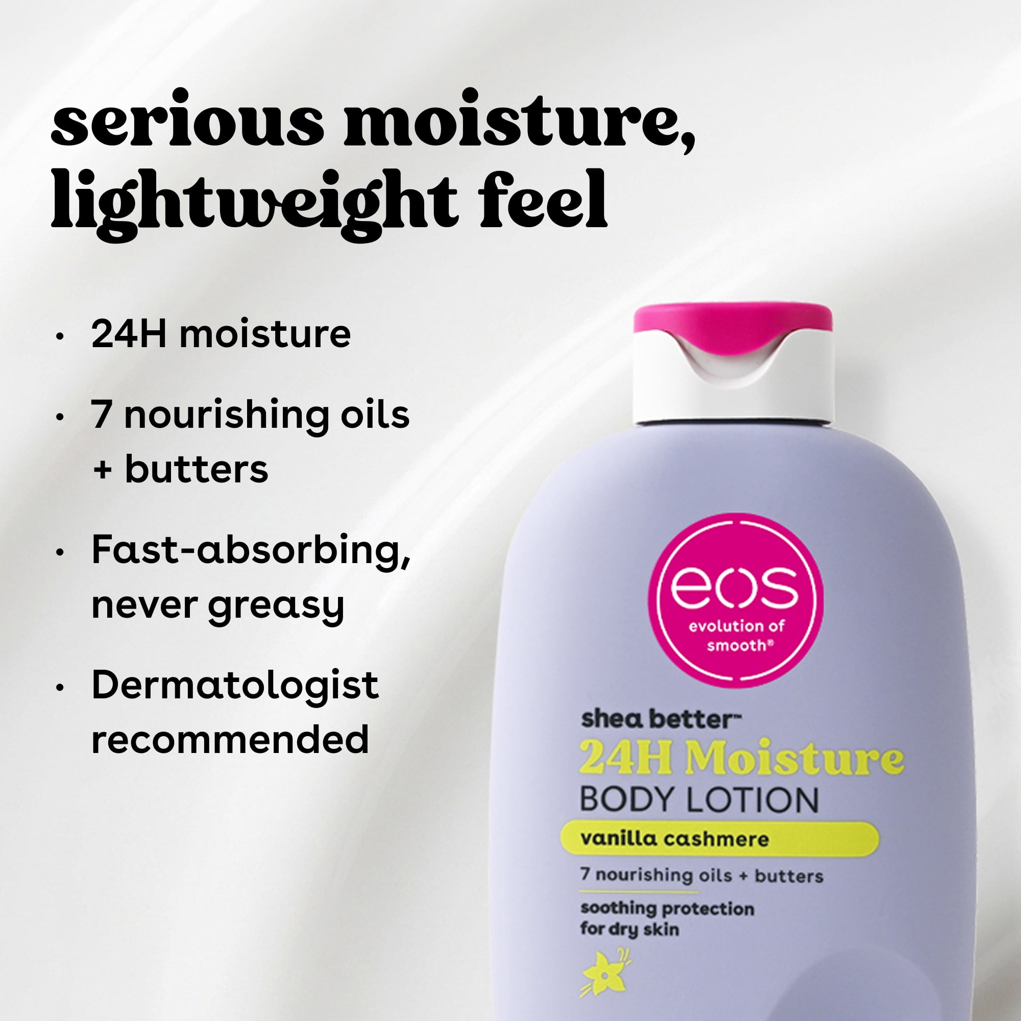 eos Shea Better 24H Moisture Body Lotion  Vanilla Cashmere  for Dry Skin  16 fl oz