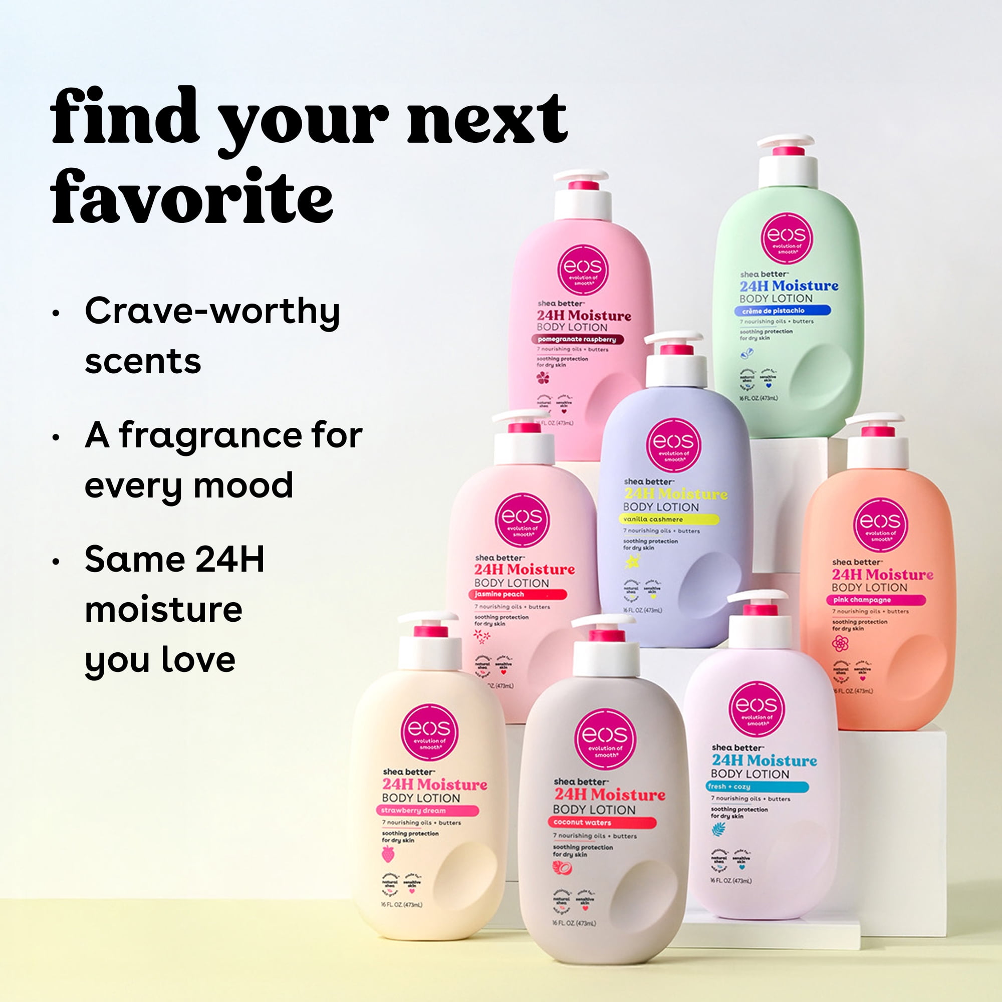 eos Shea Better 24H Moisture Body Lotion  Vanilla Cashmere  for Dry Skin  16 fl oz