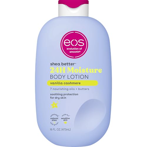 eos Shea Better Body Lotion Vanilla Cashmere  24 Hour Moisture Skin Care  Lightweight & Non Greasy  Natural Shea  Vegan  Vanilla Body Lotion  16 fl oz