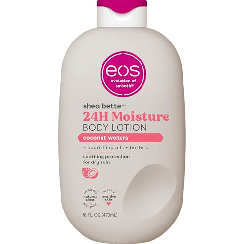 eos Shea Better Body Lotion Vanilla Cashmere  24 Hour Moisture Skin Care  Lightweight & Non Greasy  Natural Shea  Vegan  Vanilla Body Lotion  16 fl oz