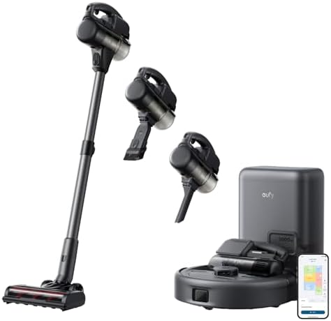 eufy Robot Vacuum 3 in 1 E20 with Versatile Stick and Handheld Vacuum Cleaner Combo Self Emptying Up to 75 Days Max 30 000Pa Smart Obstacle Avoidance Pro Detangle Ideal for Carpet Crevices Stairs