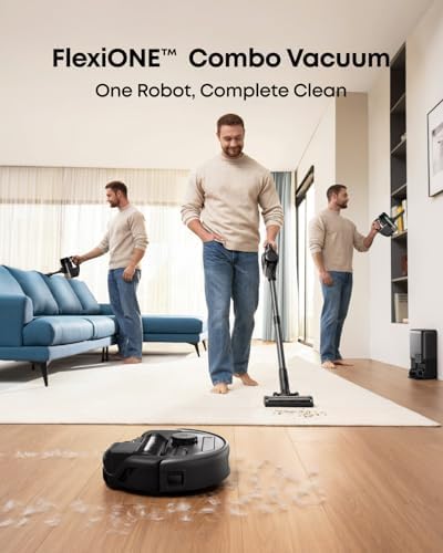 eufy Robot Vacuum 3 in 1 E20 with Versatile Stick and Handheld Vacuum Cleaner Combo Self Emptying Up to 75 Days Max 30 000Pa Smart Obstacle Avoidance Pro Detangle Ideal for Carpet Crevices Stairs