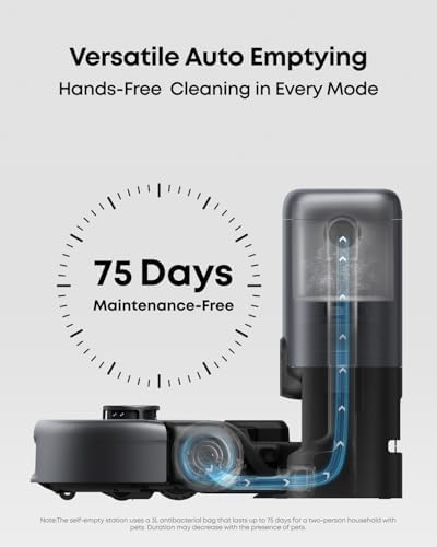 eufy Robot Vacuum 3 in 1 E20 with Versatile Stick and Handheld Vacuum Cleaner Combo Self Emptying Up to 75 Days Max 30 000Pa Smart Obstacle Avoidance Pro Detangle Ideal for Carpet Crevices Stairs