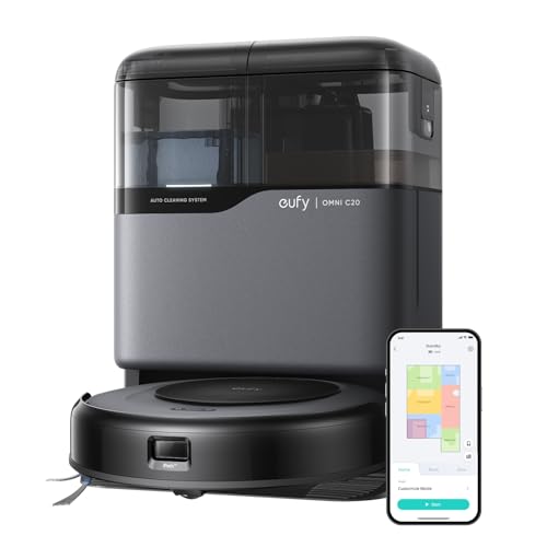 eufy Robot Vacuum Omni C20  Robot Vacuum and Mop Combo  All in One Station  Auto Mop Washing and Auto Drying for Hands Free Cleaning  7000 Pa Powerful Suction  Self Emptying  3 35 Inch Design