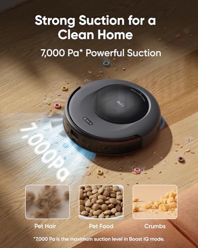 eufy Robot Vacuum Omni C20  Robot Vacuum and Mop Combo  All in One Station  Auto Mop Washing and Auto Drying for Hands Free Cleaning  7000 Pa Powerful Suction  Self Emptying  3 35 Inch Design