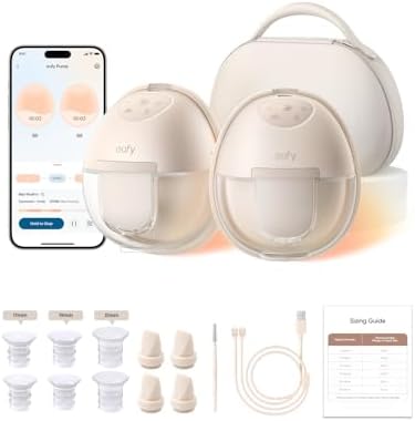 eufy Security Heated Wearable Breast Pump S1 Pro  Slim Hands Free with Industry Leading HeatFlow Tech  Wireless Charging Case  App Controlled OptiRhythm  300 mmHg Strong Suction  in Bra Use