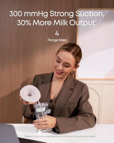 eufy Security Heated Wearable Breast Pump S1 Pro  Slim Hands Free with Industry Leading HeatFlow Tech  Wireless Charging Case  App Controlled OptiRhythm  300 mmHg Strong Suction  in Bra Use