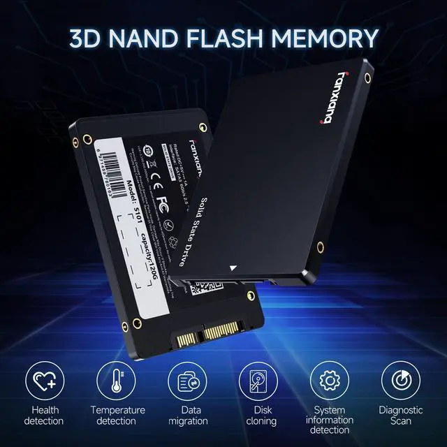 fanxiang 1TB SSD SATA 2 5   6Gb/s 3D NAND QLC Internal Solid State Drive  Up to 560 MB/s SLC Cache for Laptop and PC Desktop Storage Performance Boost 7mm 0 28  S101Q