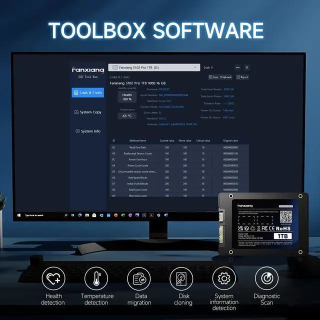 fanxiang 1TB SSD SATA 2 5   6Gb/s 3D NAND QLC Internal Solid State Drive  Up to 560 MB/s SLC Cache for Laptop and PC Desktop Storage Performance Boost 7mm 0 28  S101Q