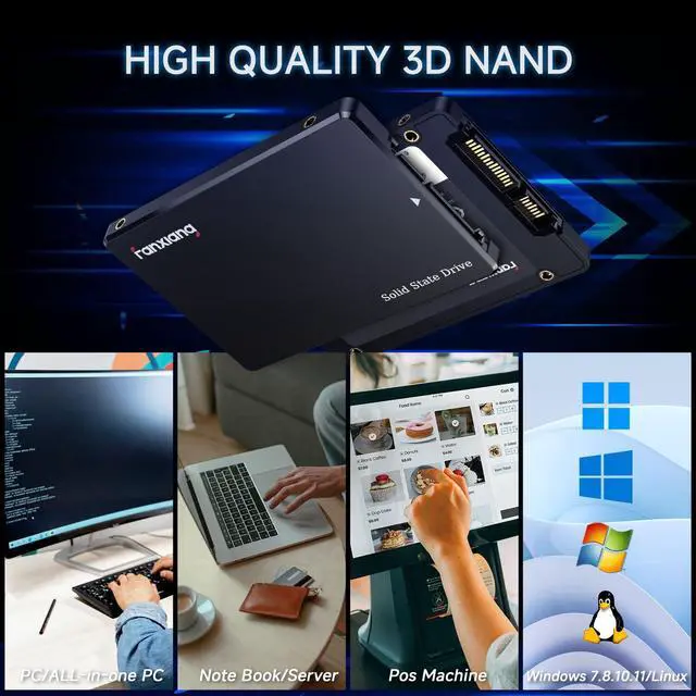 fanxiang 1TB SSD SATA 2 5   6Gb/s 3D NAND QLC Internal Solid State Drive  Up to 560 MB/s SLC Cache for Laptop and PC Desktop Storage Performance Boost 7mm 0 28  S101Q