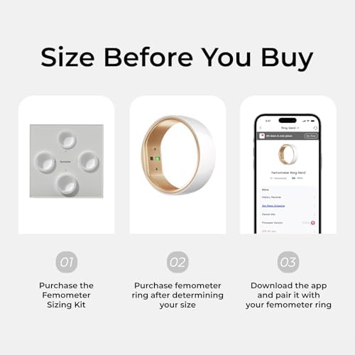 femometer Smart Ring Gen2 Ceramic   Sleep  Heart Rate & Cycle Monitoring with Free Subscription   Womens Health & Fertility Tracker with BBT Technology   Size Before You Buy   Size 9