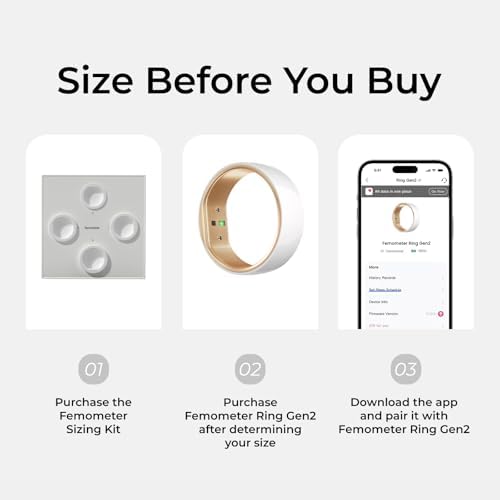 femometer Smart Ring Gen2 Ceramic   Sleep  Heart Rate & Cycle Monitoring with Free Subscription   Womens Health & Fertility Tracker with BBT Technology   Size Before You Buy   Size 9