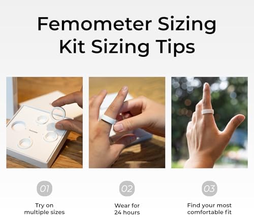 femometer Smart Ring Gen2 Ceramic   Sleep  Heart Rate & Cycle Monitoring with Free Subscription   Womens Health & Fertility Tracker with BBT Technology   Size Before You Buy   Size 9