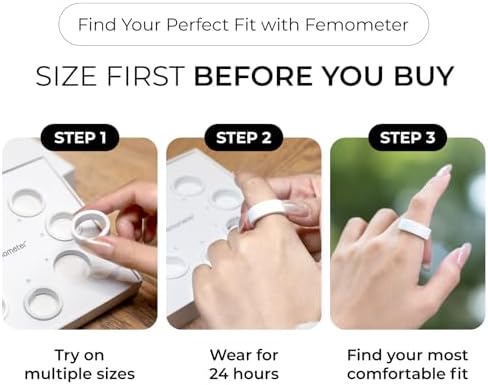 femometer Smart Ring Gen2 Ceramic   Sleep  Heart Rate & Cycle Monitoring with Free Subscription   Womens Health & Fertility Tracker with BBT Technology   Size Before You Buy   Size 9