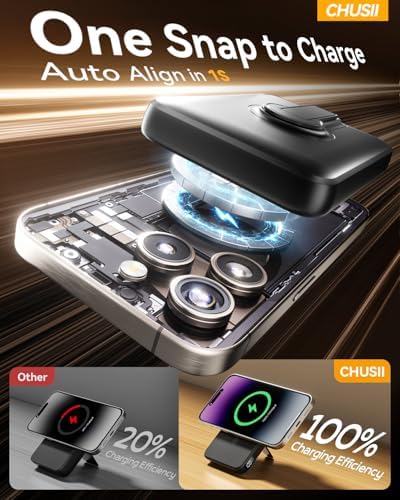 for Magsafe Portable Charger  12000mAh Wireless Magnetic Power Bank with Stand& PD 20W Fast Charging  for Magsafe Battery Pack Compatible with iPhone 17/16/15/14/13 Series Powerbank for Travel Cruise